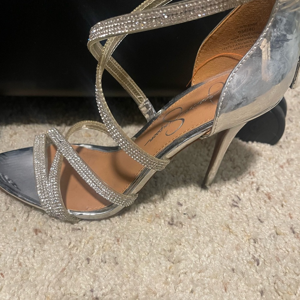 Jessica Simpson Shimmering Silver Strappy Heels